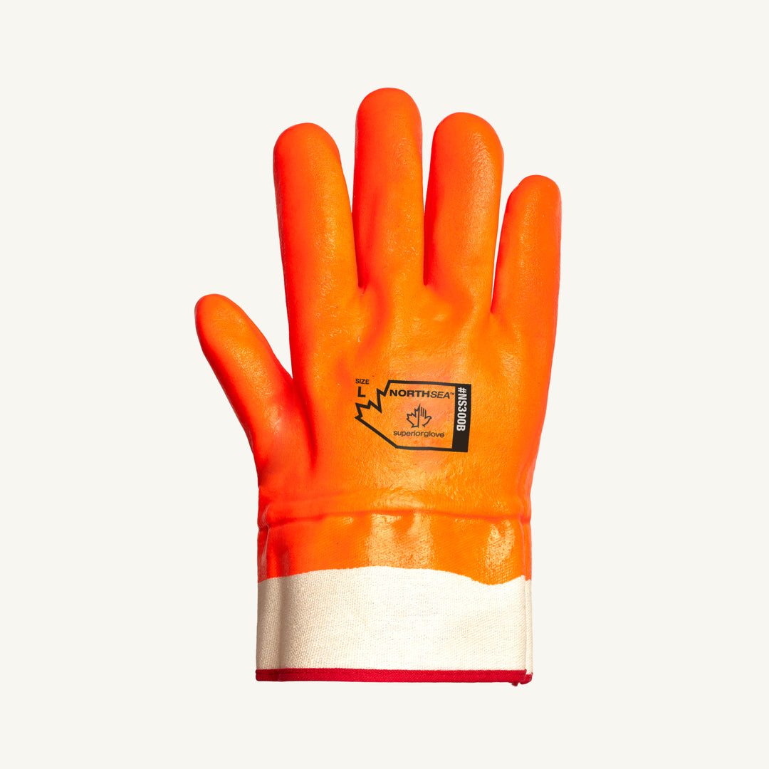 Superior Glove NS300B North Sea Winter PVC Glove Orange,Triple Foam Lined Safety Cuff