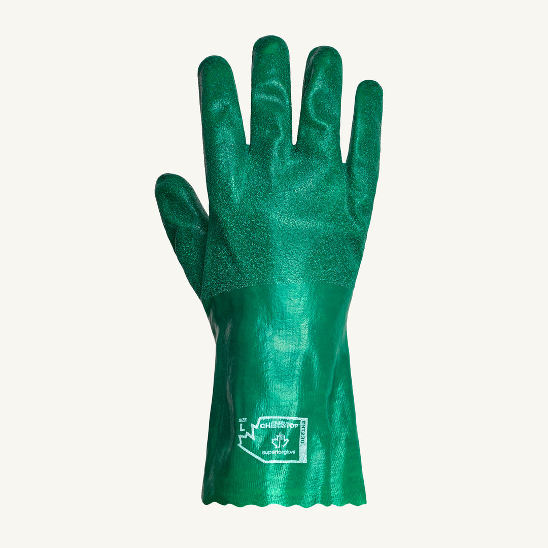 Reusable Gloves Superior Glove NT230XXL Nitrile Gloves with Porcelain Powder Grip and Knit Lining in Green - 12 Inch (2X-Large)