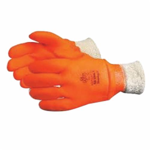 Reusable Gloves Superior Glove NS300K Winter PVC Gloves with Triple Foam Lining and Knit Wrists in Orange (Large)