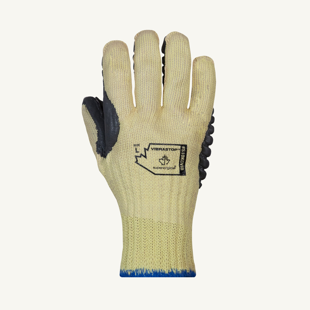 Reusable Gloves Superior Glove S10KCVIB/L String Knit Kevlar/Cotton Gloves with Anti-Vibration Chloroprene Palms (Large)