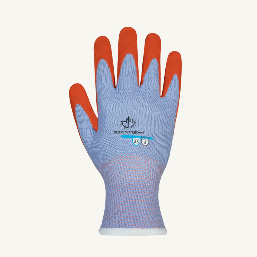 Reusable Gloves Superior Glove S10LXPB-10 String Cotton/Poly Gloves with Hi-Viz Latex and Punkban Puncture & Cut Palm (Size 10)