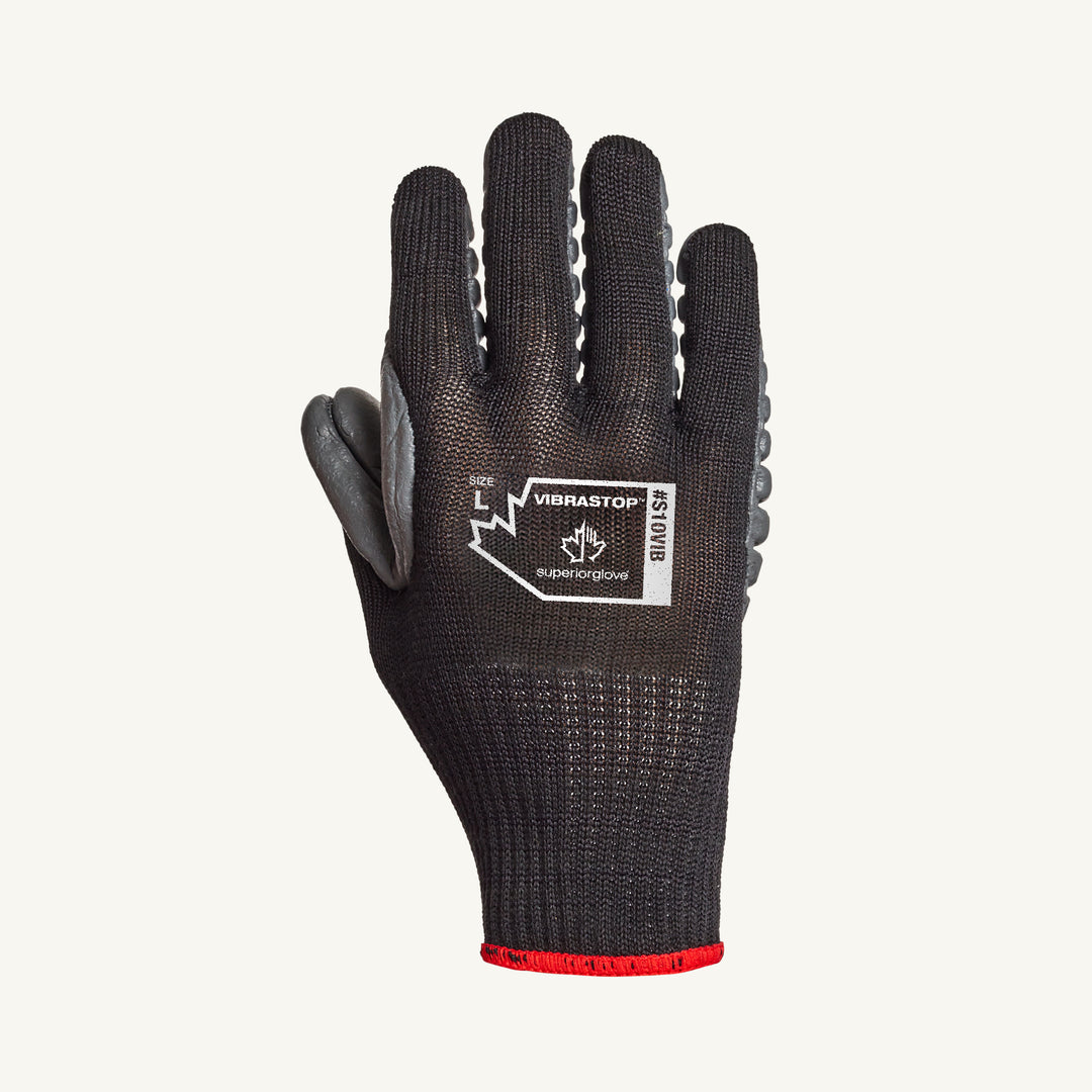Reusable Gloves Superior Glove S10VIB/L String Nylon Gloves with Anti-Vibration Chloroprene Palms (Large)