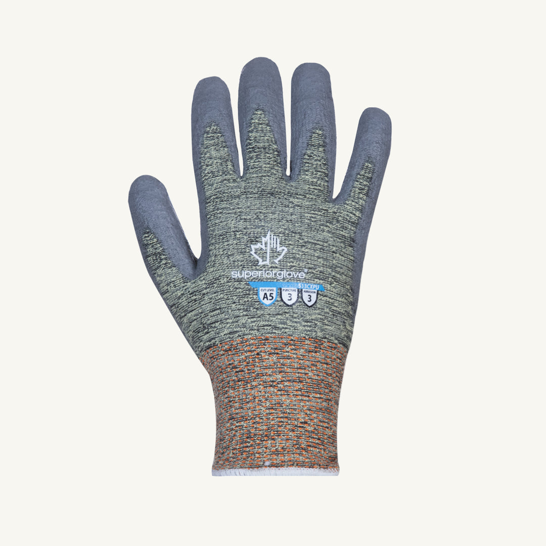 Reusable Gloves Superior Glove S13CXPU-8 Blended Kevlar/Steel Gloves with Polyurethane Coated Palms (Size 8)