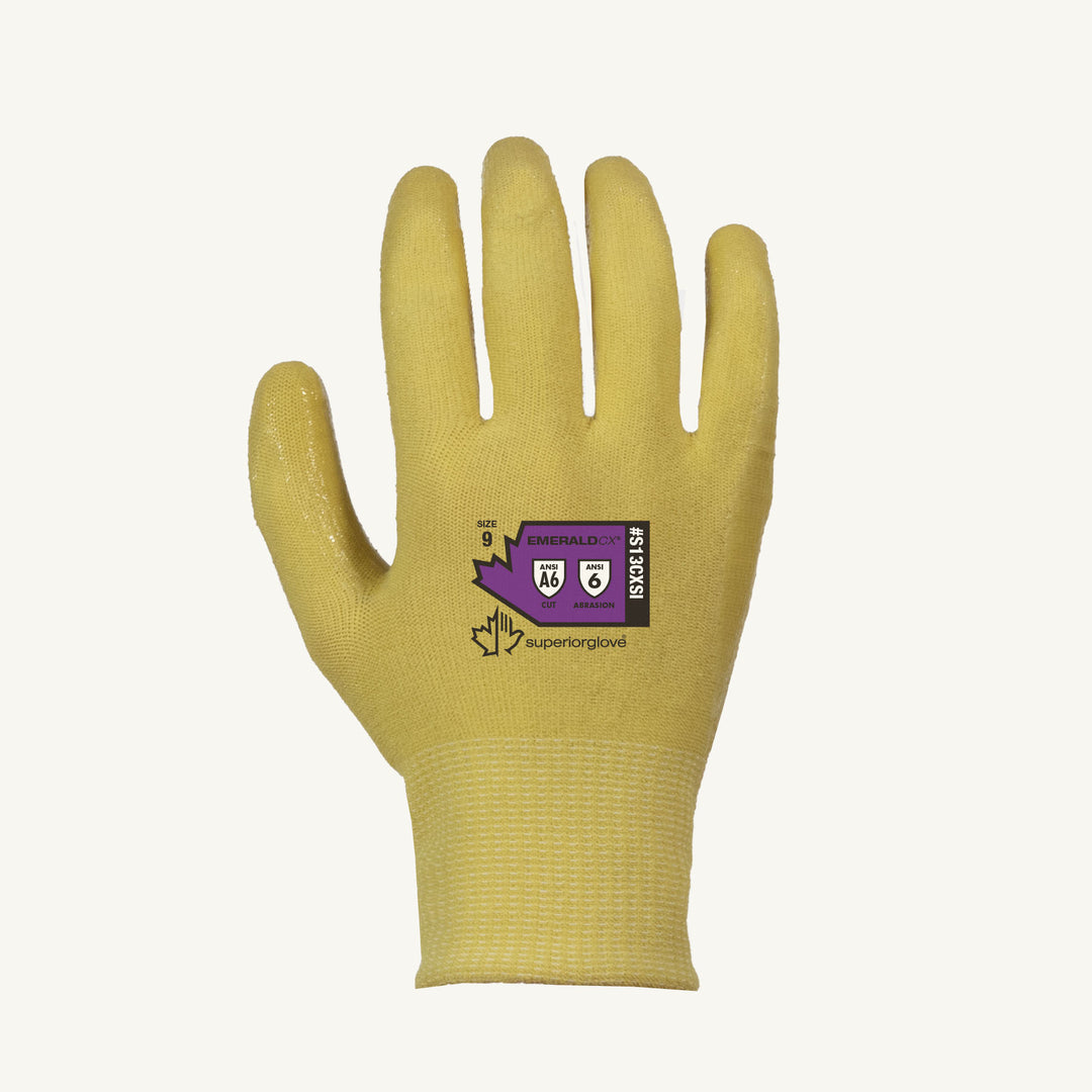 Superior Glove S13CXSI-8 Glove - Emerald Cx 13Ga Blended Knit Silicone Palm Coated ANSI A6 Cut Ansi: Heat 3 Abrasion 6