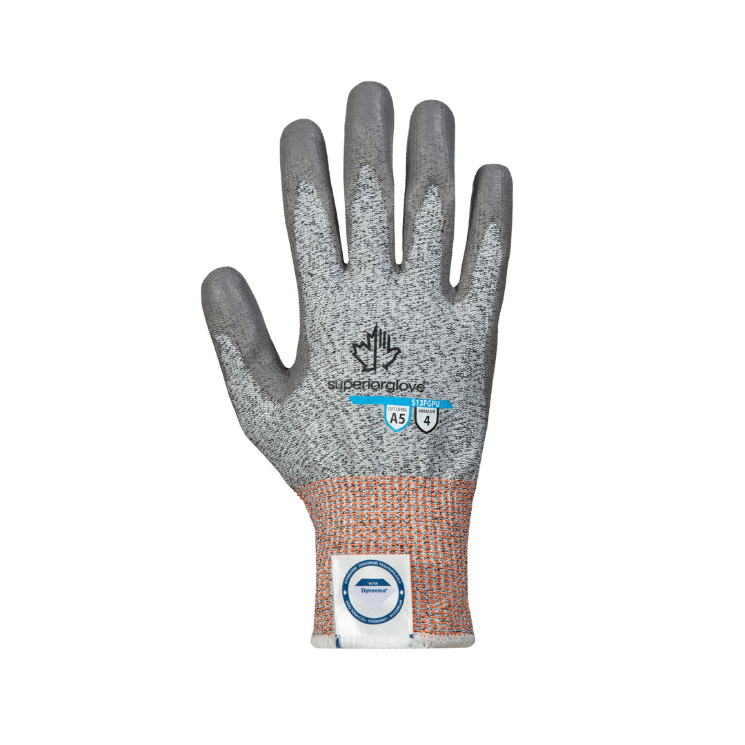 Reusable Gloves Superior Glove S13FGPU-10 Blended Dyneema Gloves with Polyurethane Coated Palms (Size 10)
