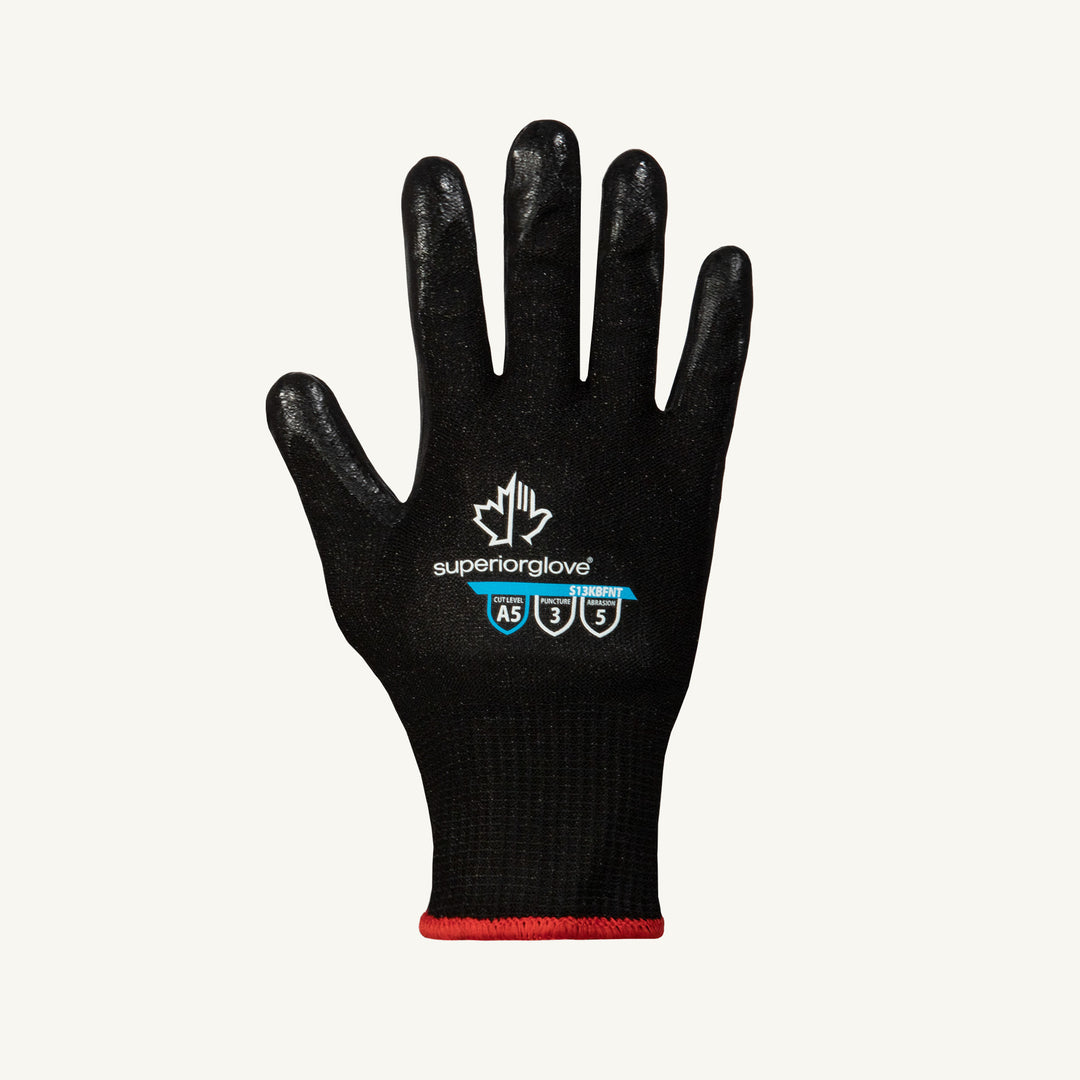 Reusable Gloves Superior Glove S13KBFNT11 13 Gauge Nylon/Stainless Steel Gloves and Foam Nitrile Palms in Black (Size 11)
