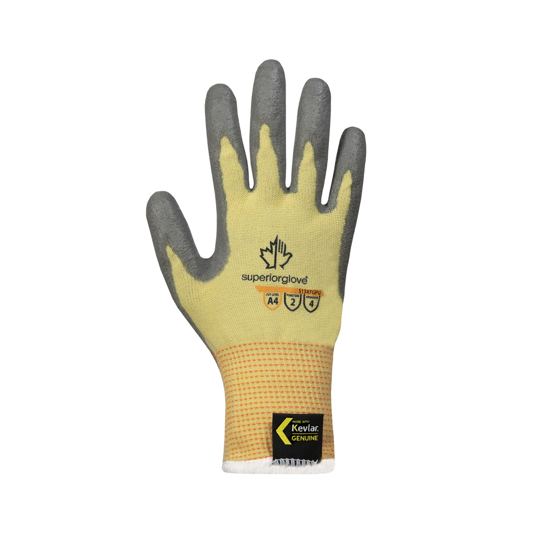 Reusable Gloves Superior Glove S13KFGPU-5 Blended Kevlar Gloves with Polyurethane Palms (Size 5)