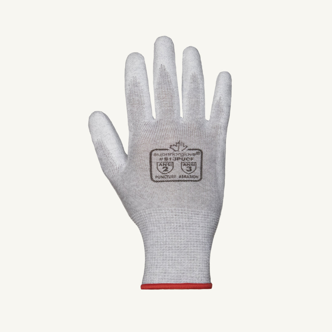 Superior Glove S13PUCF-5 Superior Touch - Anti-Static String Poly/Carbon Filament Glove Polyurethane Palm Coated