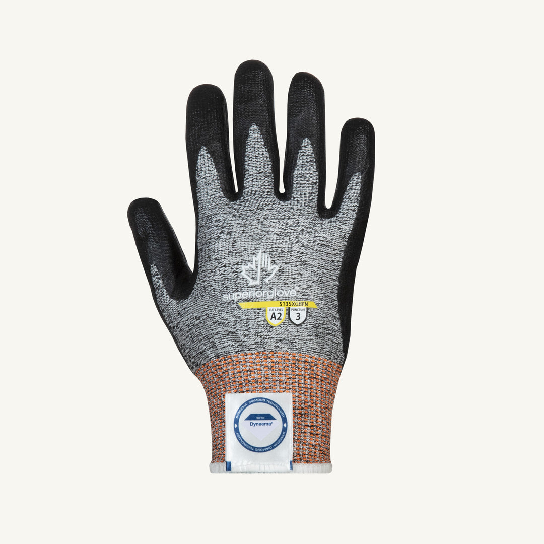 Reusable Gloves Superior Glove S13SXGBFN7 Dyneema Gloves with Foam Nitrile Coated Palms in Black (Size 7)
