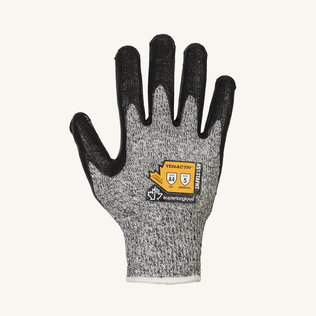 Superior Glove S13TAFNT-9 Tenactiv Glove High Performance Fibers Foam Nitrile Palm Coated Ansi A3 Cut