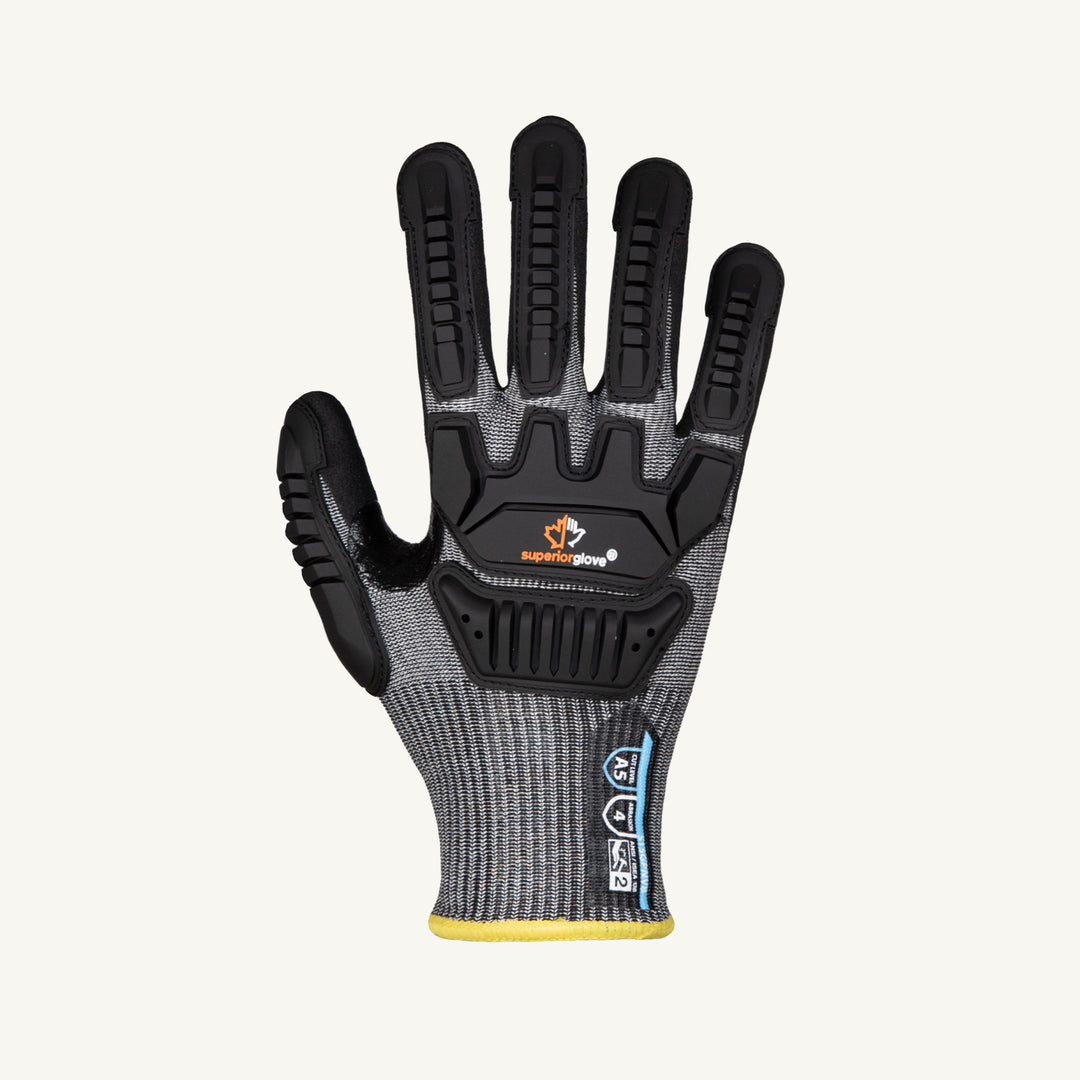 Reusable Gloves Superior Glove S15GPNVB-8 Blended 15-Gauge Knit Cotton Gloves with Micropore Nitrile Palms and Anti-Impact Taper Back (Size 8)