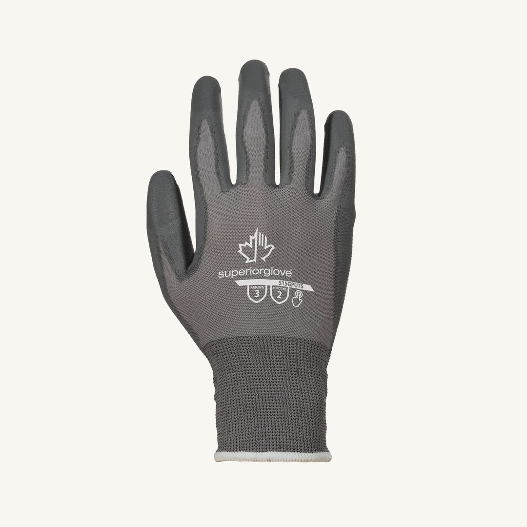 Superior Glove S15GPUTS-8 Glove - Superior Touch 15Ga Grey Nylon Pu Palm Coated Touch Screen Compatible