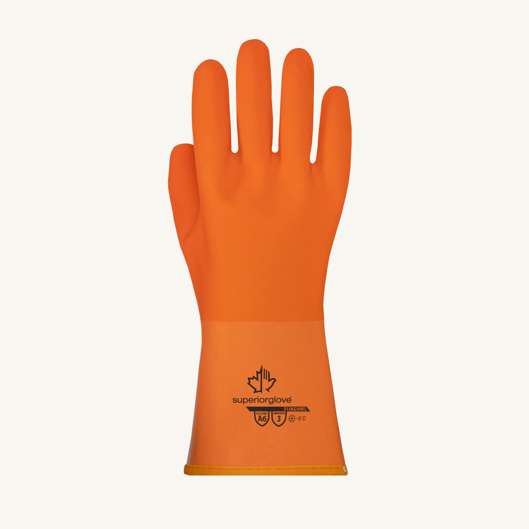 Superior Glove S15KGVNFL-9 Glove - Chemstop Blended 15Ga Aramid & Fleece Lined 30Cm Pvc Coated W/Nitrile Overdip ANSI A4 Cut