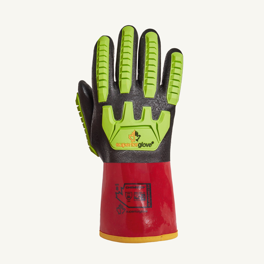 Superior Glove S15KGVNFVB10 Glove Chemstop - 30Cm Pvc W/Nitrile Overdip Aramid & Fleece Liner Tpr Backing