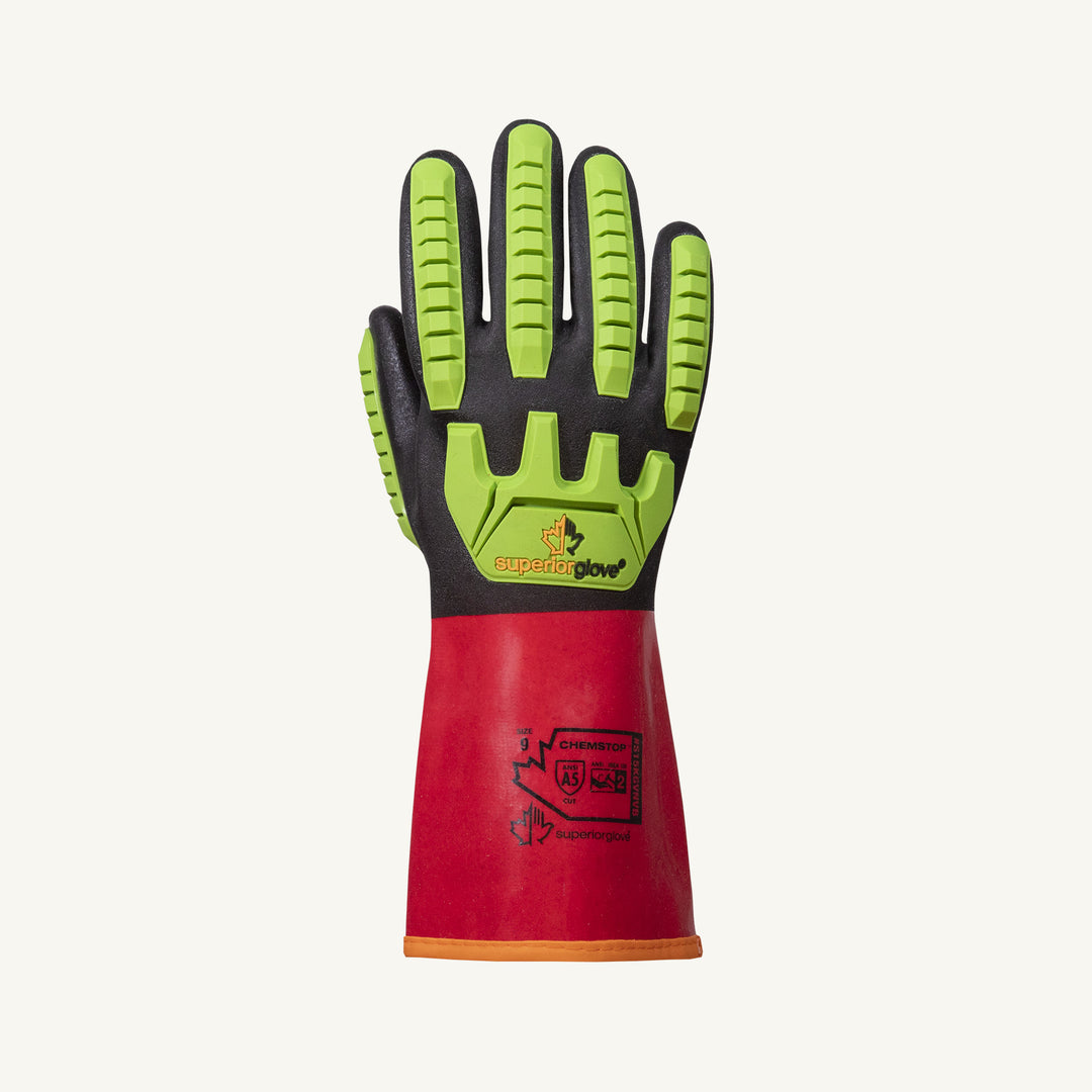 Reusable Gloves Superior Glove S15KGVNVB8 Blended Kevlar Gloves with PVC Coated Nitrile Overdip and Anti-Impact Taper Back - 30 cm (Size 8)