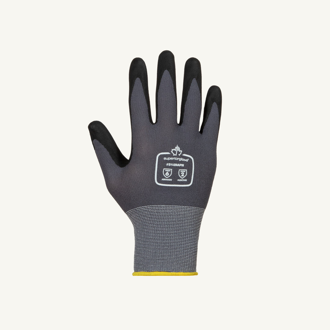 Superior Glove S15NAPN-10 Glove - Dexterity String 15Ga Nylon W/Abrasion X Micropore Nitrile Palm ANSI Abrasion 6