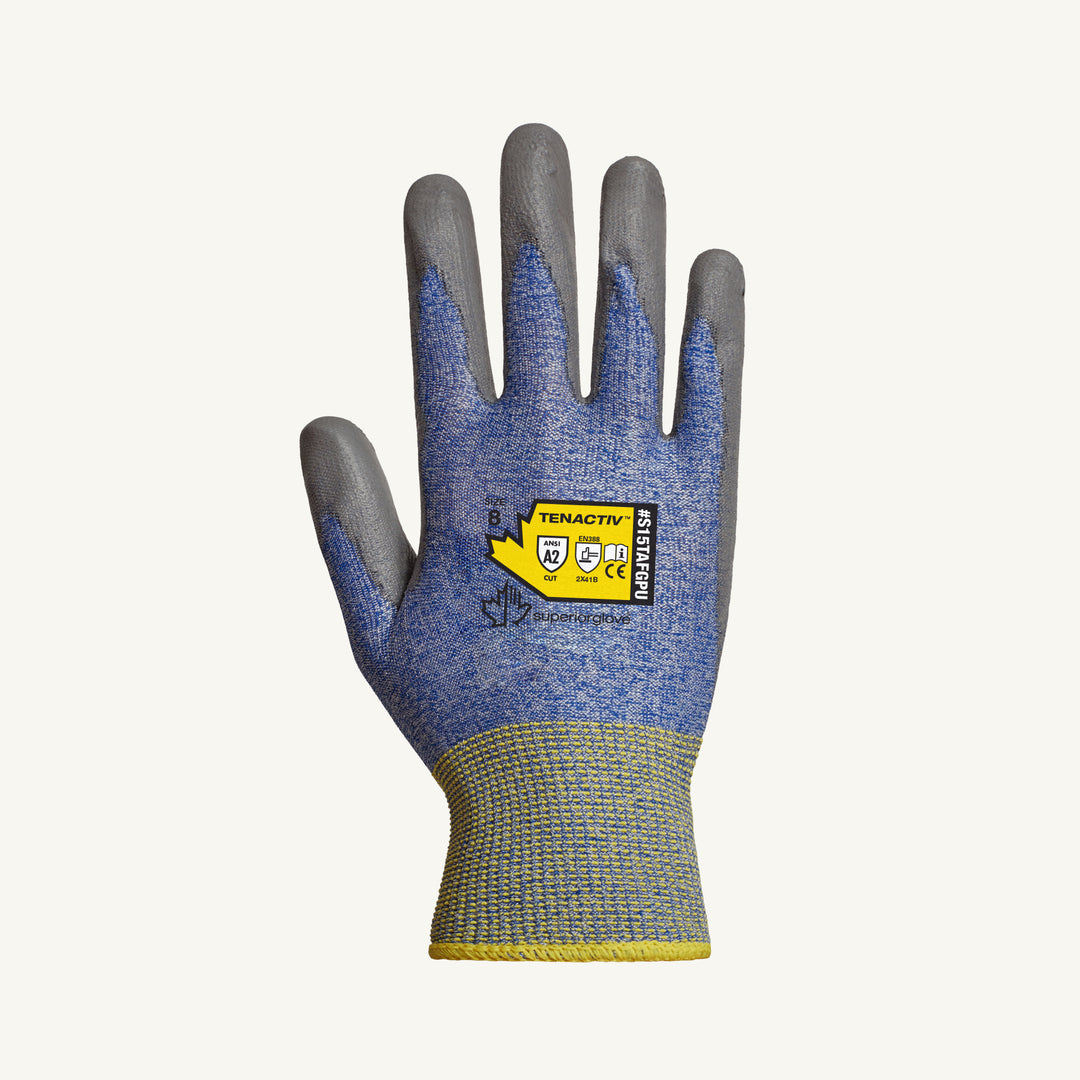 Reusable Gloves Superior Glove S15TAFGPU0 Cut-Resistant Gloves with Polyurethane Coated Palms (Size 10)