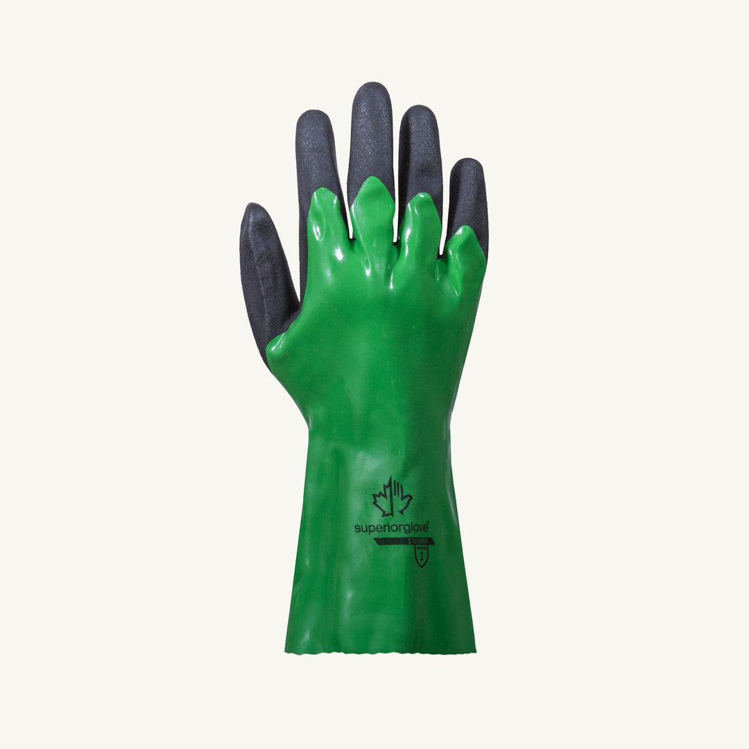 Reusable Gloves Superior Glove S18V30NT-7 Extreme Comfort PVC Coated Gloves with Nitrile Palm Overip and 18-Gauge Nylon Liner - 30 cm (Size 7)