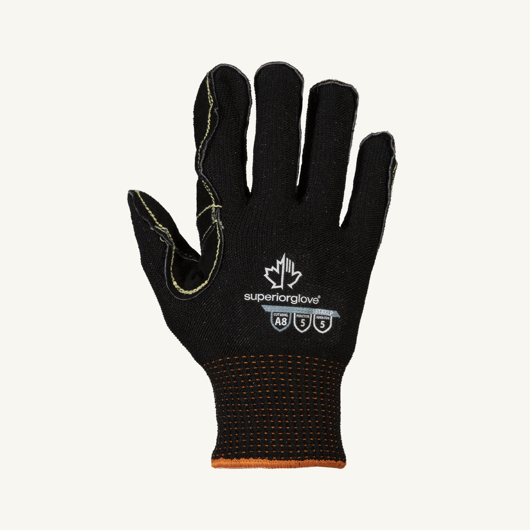 Reusable Gloves Superior Glove SBTAKLP/S Cut-Resistant Glove with Split Leather Palms in Black (Small)