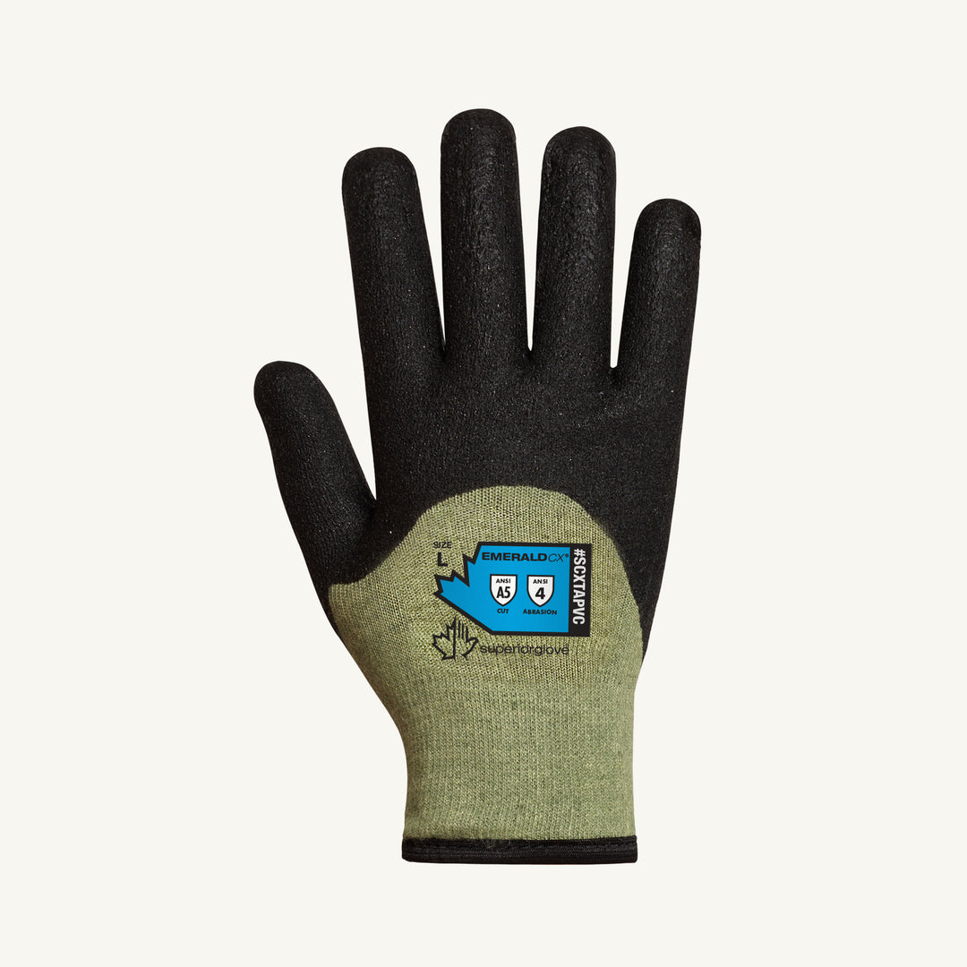 Reusable Gloves Superior Glove SCXTAPVC/L String Kevlar/Steel & Nylon Gloves with Terry Wool Lining and PVC Coated Palms (Large)