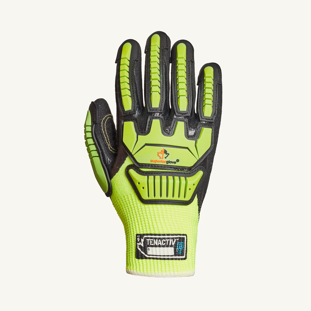 Reusable Gloves Superior Glove SHVPNFBVB7 Hi-Viz Hi-Perfomance Knit Gloves with 3/4 Micropore Nitrile Palms (Size 7)