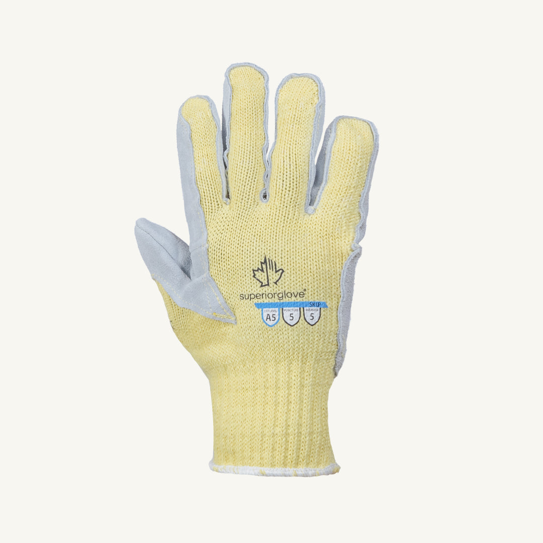 Reusable Gloves Superior Glove SKLP/M Guncut Style Kevlar Gloves with Split Leather Palms (Medium)