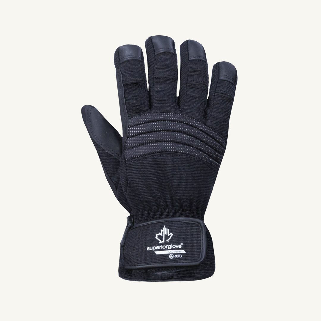 Reusable Gloves Superior Glove SNOW388V Extreme Cold Winter Gloves with Clarino Palms and PVC Patches - Velcro Cuffs (Large)