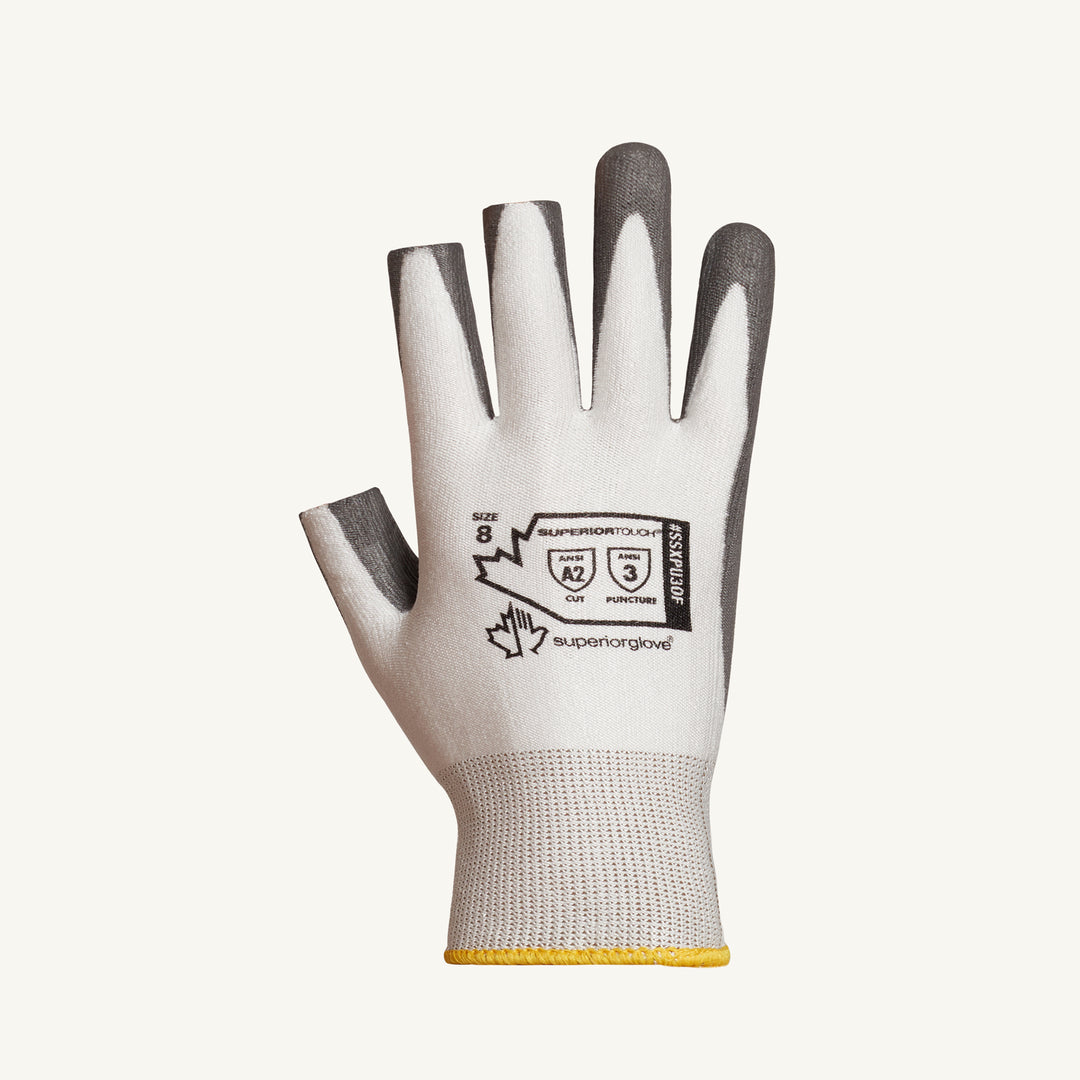Reusable Gloves Superior Glove SSXPU3OF-9 Dyneema Gloves with Polyurethane Palm and 3 Open Fingers (Thumb,Index,Middle) (Size 9)
