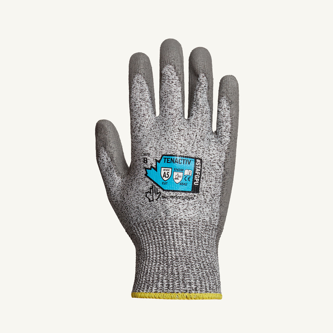 Reusable Gloves Superior Glove STAFGPU-6 Composite Filament Fiber Cut-Resistant Knit Gloves with Polyurethane Palms (Size 6)
