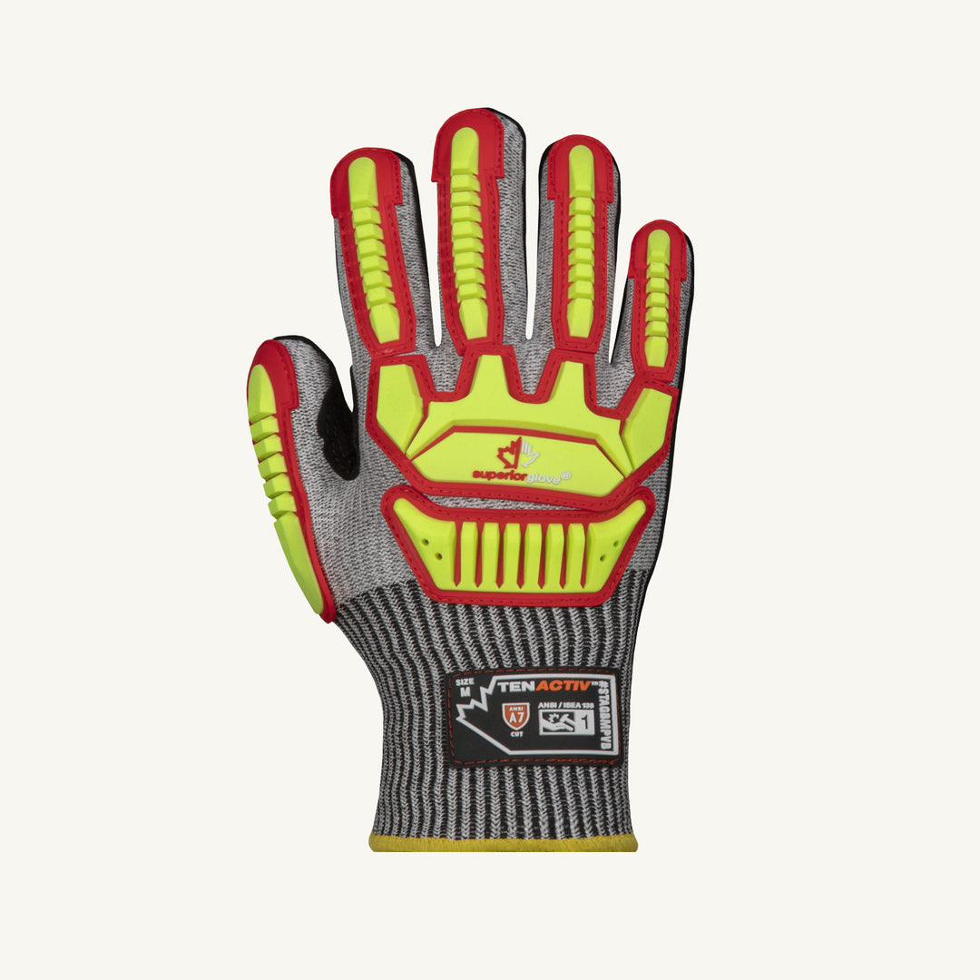 Superior Glove STAGBMPVBS Glove - Tenactiv 13Ga Blended Hppe Knit Microfiber Leather Palm Tpr Backing Ansi A7 Cut / Punc 4