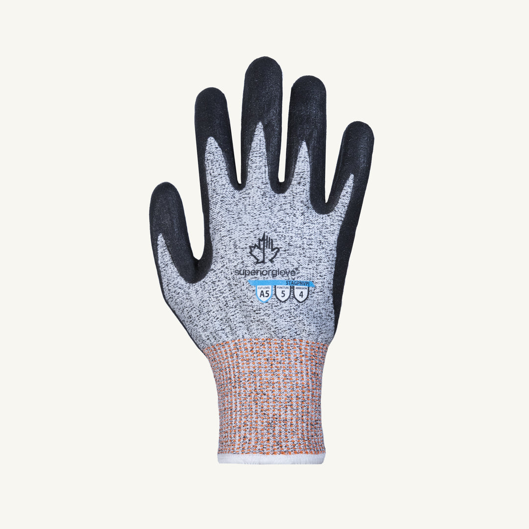 Reusable Gloves Superior Glove STAGPNVPI0 Blended HPPE Gloves with Micropore Nitrile Palms and Anti-Vibration Palm & Index Finger (Size 10)