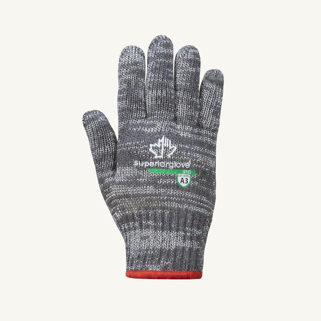 Reusable Gloves Superior Glove STCi/L Heavy String Knit Gloves with Blended Nylon/Tire Core For Longer Wear in Grey (Large)