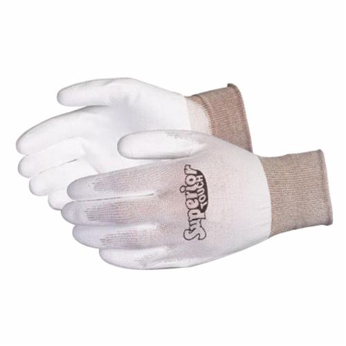 Reusable Gloves Superior Glove S13WPPU-7 Polyester Gloves with Polyurethane Coated Palms in White (Size 7)