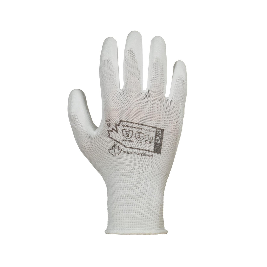 Reusable Gloves Superior Glove S13PU-9TOY String Nylon Gloves with Polyurethane Coated Palms in White *Silicone Free* (Size 9)