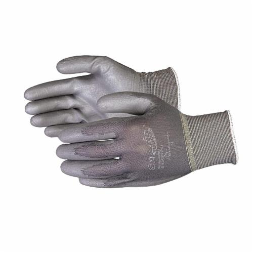Reusable Gloves Superior Glove S13GPPU-11 Polyester Gloves with Polyurethane Coated Palms in Grey (Size 11)