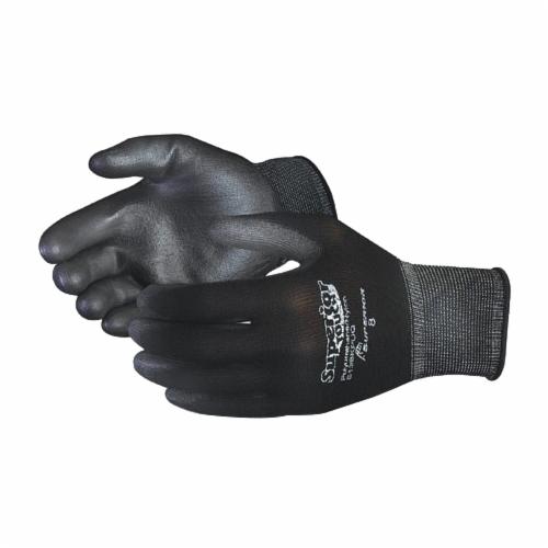 Reusable Gloves Superior Glove S13BKPUQ11 Seamless Knit 13-Gauge Black Nylon Gloves with Polyurethane Coated Palms in Black (Size 11)