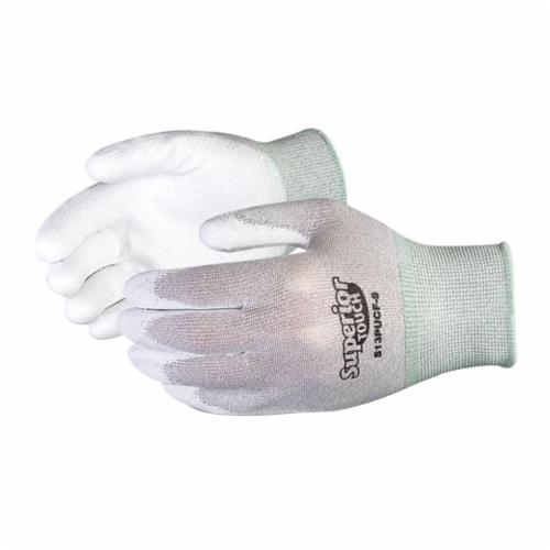 Reusable Gloves Superior Glove S13PUCF-7 Anti-Static String Nylon/Carbon Filament Gloves with Polyurethane Coated Palms (Size 7)