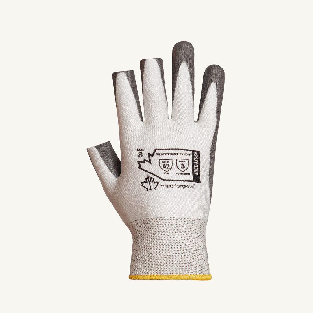 Reusable Gloves Superior Glove SSXPU3OF-8 Dyneema Gloves with Polyurethane Palm and 3 Open Fingers (Thumb,Index,Middle) (Size 8)