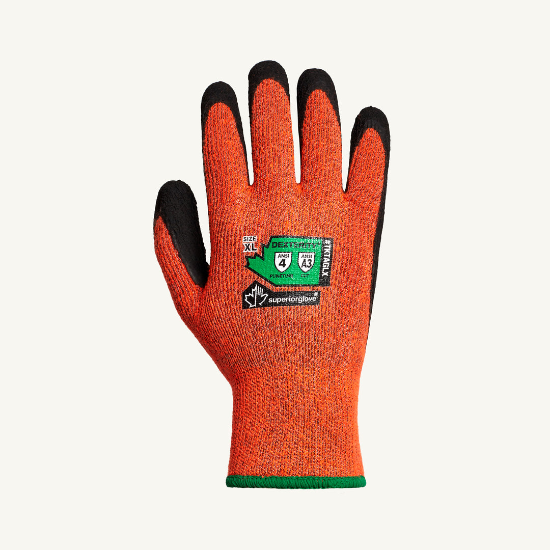 Superior Glove TKTAGLX-S Dexterity - Terry Knit Blended Hppe Glove Acrylic Fleece Inside Latex Palm Coated ANSI A3 Cut