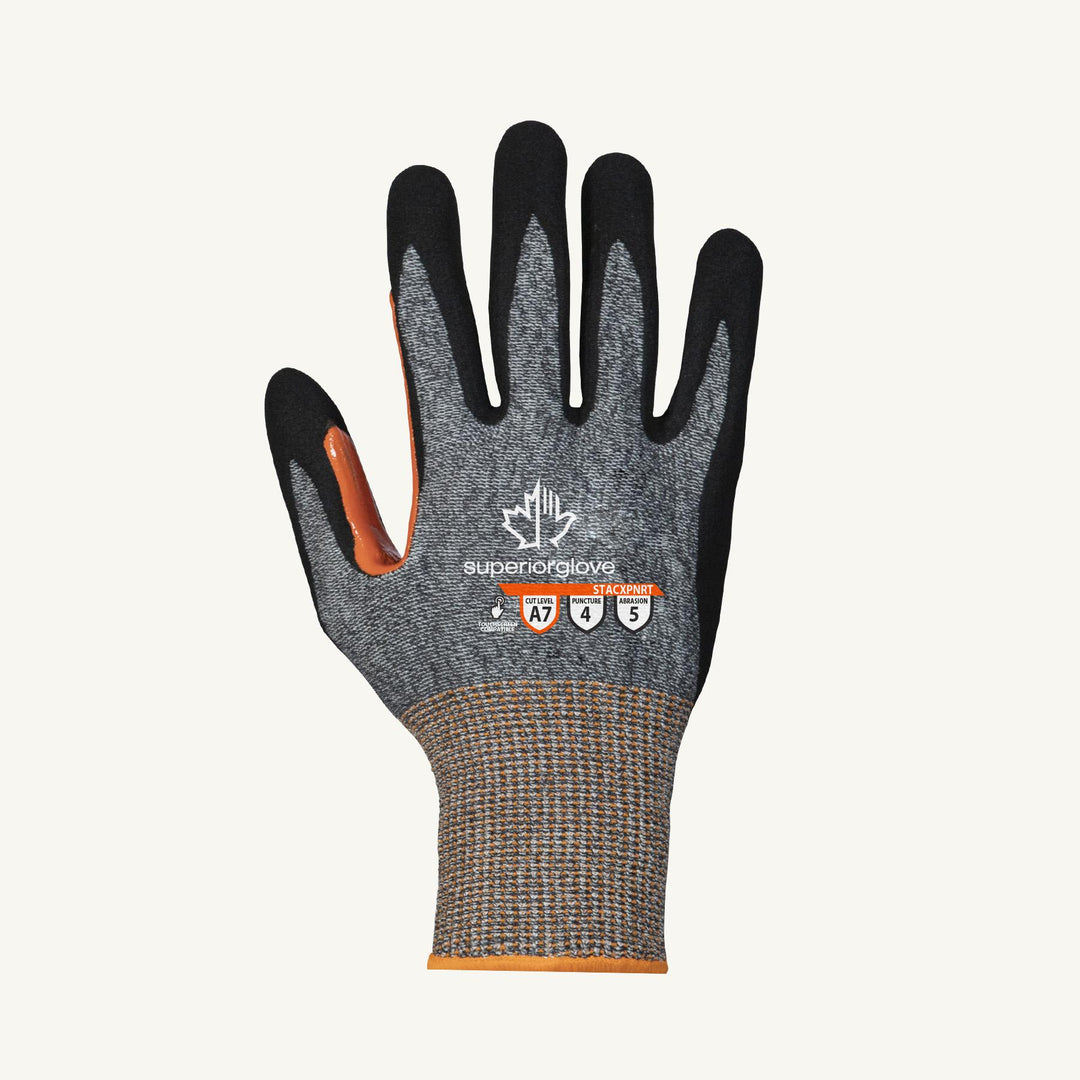 Reusable Gloves Superior Glove STACXPNRT-9 Gloves - 13-Gauge Blended HPPE/Steel with Micropore Nitrile Palms and Reinforced Thumbs (Size 9)