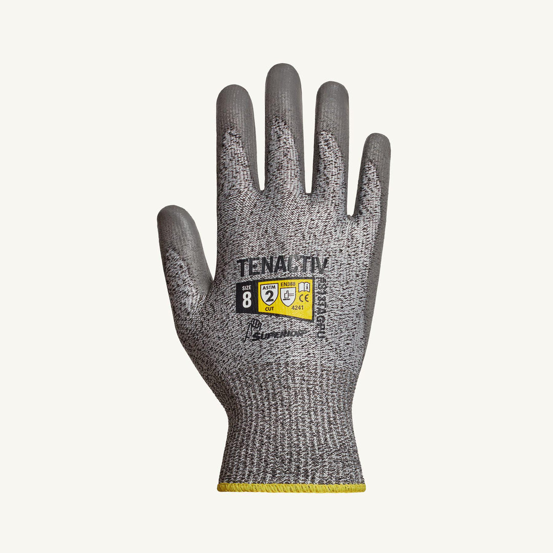 Reusable Gloves Superior Glove S13TAGPU-5 High Performance Cut-Resistant Gloves with Polyurethane Coated Palms in Grey (Size 5)