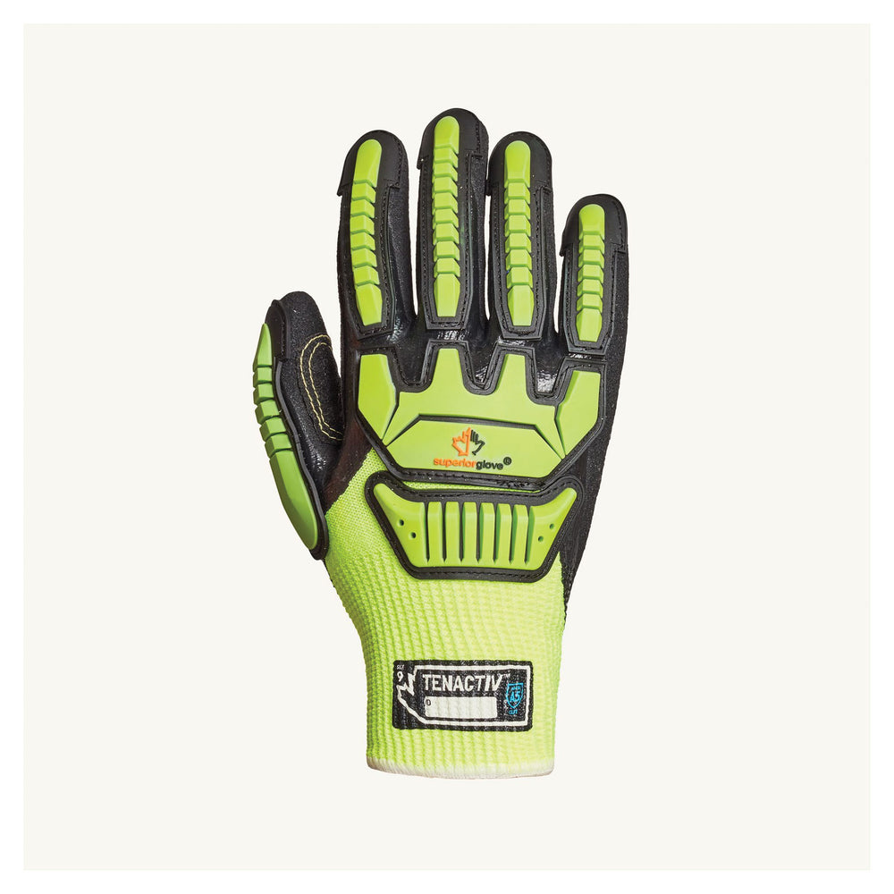 Reusable Gloves Superior Glove SHVPNFBVB0 Hi-Viz Hi-Perfomance Knit Gloves with 3/4 Micropore Nitrile Palms (Size 10)