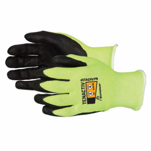 Reusable Gloves Superior Glove STAGHVPN10 Hi-Viz Composite Knit Gloves with Micropore Nitrile Palms (Size 10)