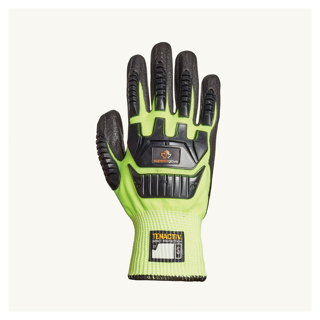 Reusable Gloves Superior Glove STAGYPNVB8 Hi-Viz Gloves with High Performance Fibers, Micropore Nitrile Palms and Tapered Back (Size 8)