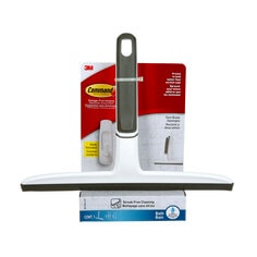 3M BATH24-EF Command Twin Blade Squeegee with Bath Hook & Strip (Medium) White 3 lb (1.3 kg)