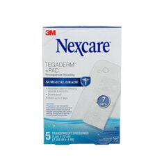 3M H3584-CA Nexcare Tegaderm + Pad Transparent Dressing H3584-CA Waterproof 2 3/8 in x 4 in (6 cm x 10 cm) 5/Pack 3M 7100223110