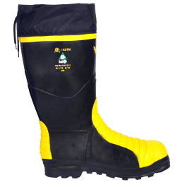 Viking Met Guard VW42-6  ~  Rubber Boots with Steel Toe in Black/Yellow - 16 Inch (Size 6) - Ariba Safety