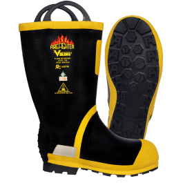 Viking Firefighter VW90-10.5  ~  Flame-resistant Rubber Boots with Felt Lining in Black/Yellow (Size 10.5) - Ariba Safety